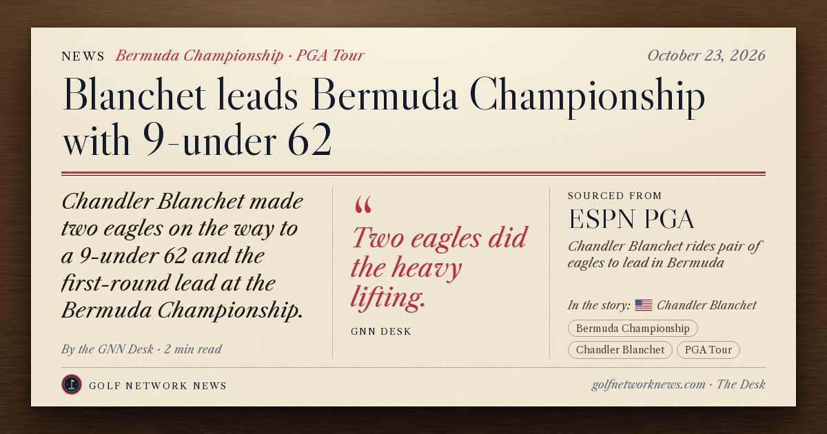 GNN Desk card: Blanchet leads Bermuda Championship with 9-under 62