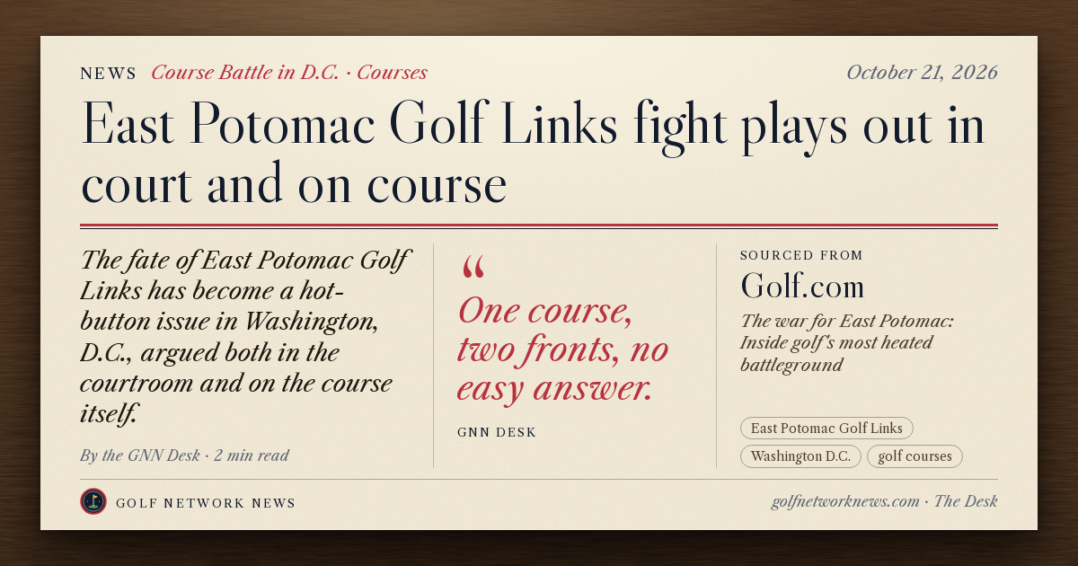 GNN Desk card: East Potomac Golf Links fight plays out in court and on course