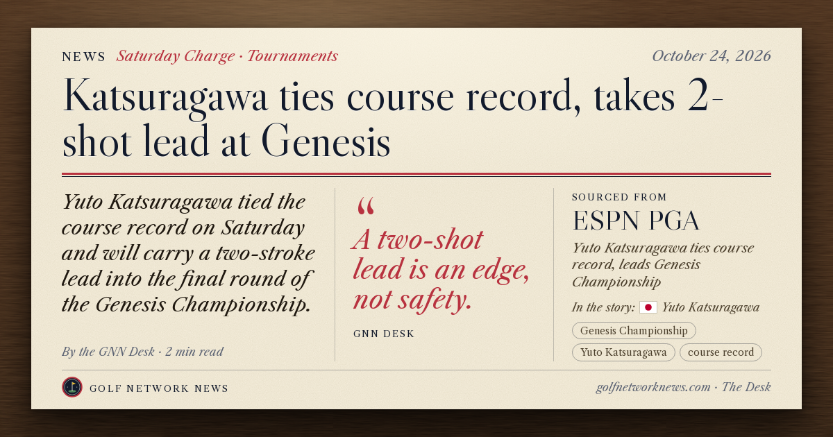 GNN Desk card: Katsuragawa ties course record, takes 2-shot lead at Genesis