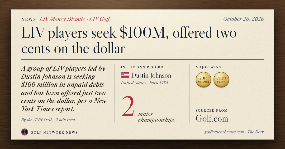 GNN Desk card: LIV players seek $100M, offered two cents on the dollar