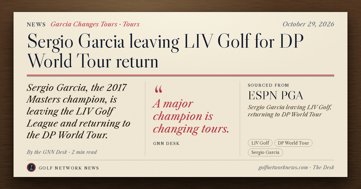 GNN Desk card: Sergio Garcia leaving LIV Golf for DP World Tour return