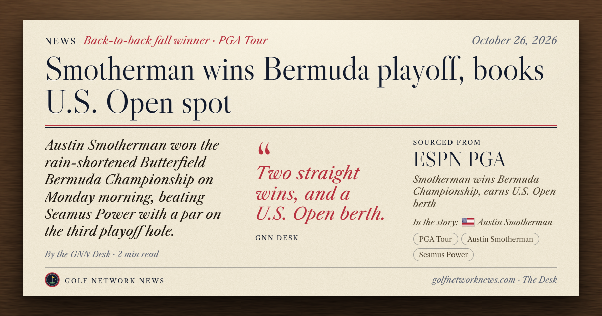 GNN Desk card: Smotherman wins Bermuda playoff, books U.S. Open spot
