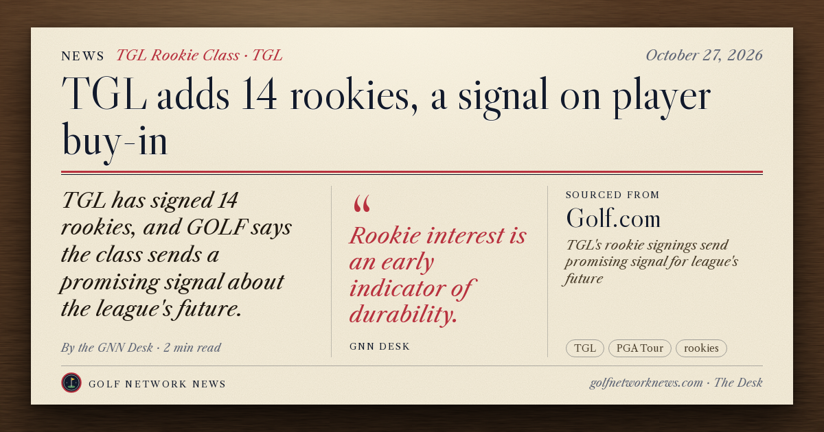 GNN Desk card: TGL adds 14 rookies, a signal on player buy-in