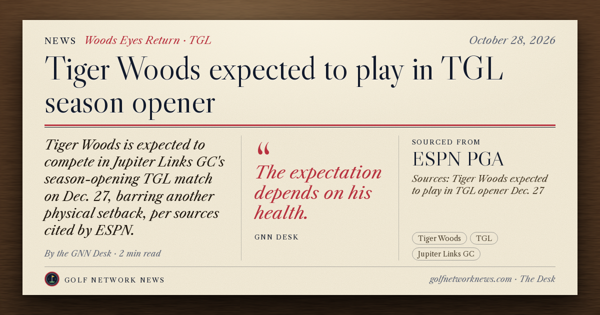 GNN Desk card: Tiger Woods expected to play in TGL season opener