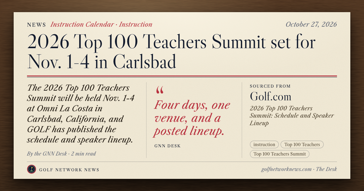 GNN Desk card: 2026 Top 100 Teachers Summit set for Nov. 1-4 in Carlsbad